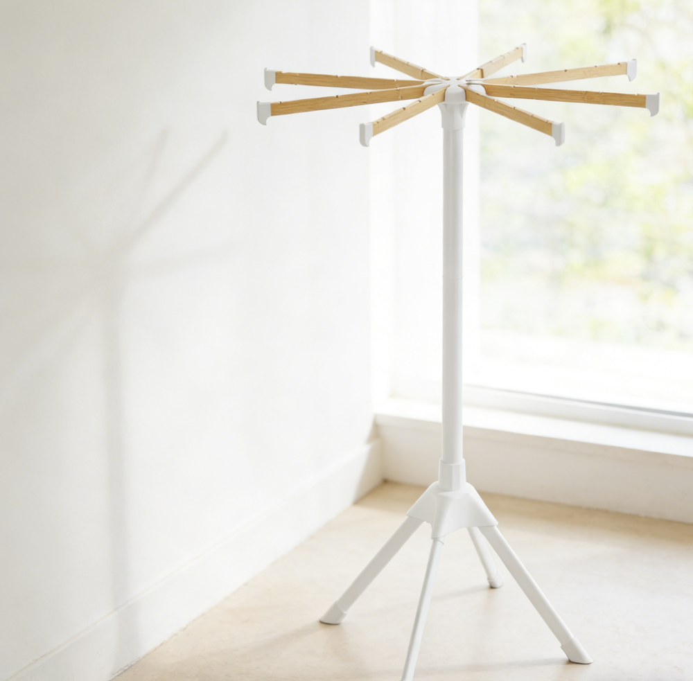 Free-Standing Foldable Metal Tripod Clothes Drying Rack with Bamboo Rods (set of three)