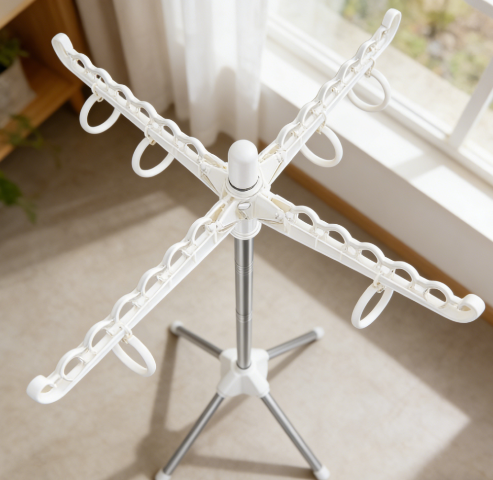 59-Inch Foldable Stainless Steel Clothes Airer and Tripod Drying Rack (set of two) - Image 2