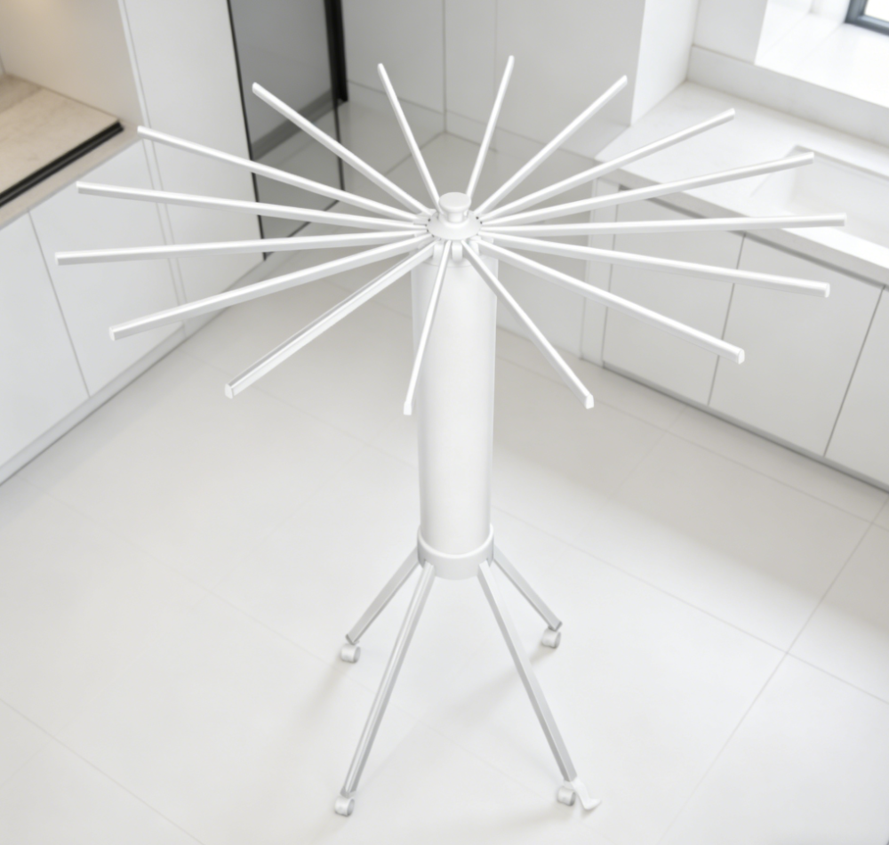 Modern Foldable Tripod Clothes Drying Rack with Wheels (set of two) - Image 2