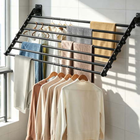 Compact Wall Mounted Foldable Laundry Rack