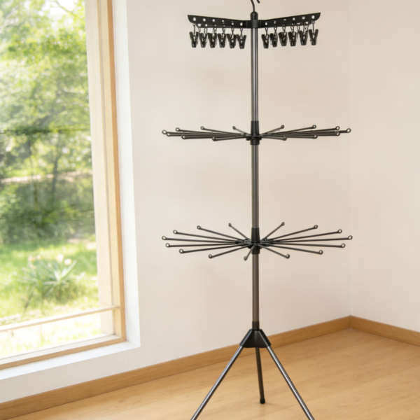 3-Tier Collapsible Tripod Clothes Drying Rack with Rotatable Arms (set of one)