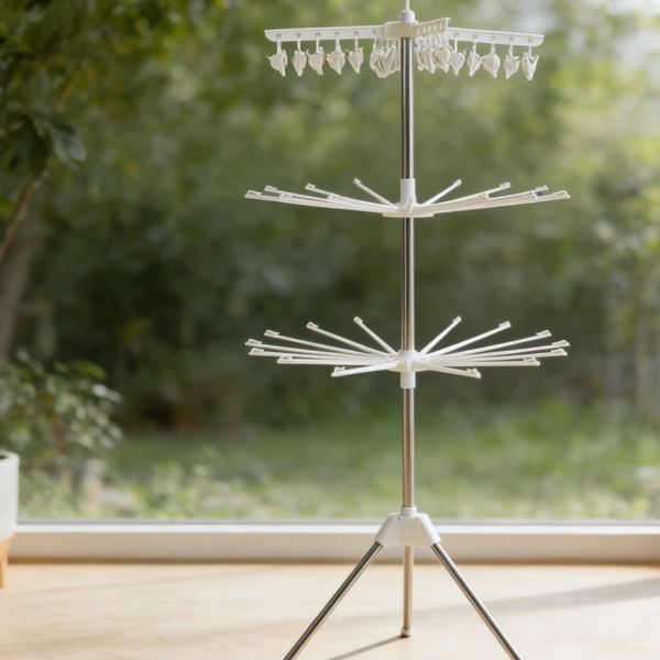 3-Tier Collapsible Tripod Clothes Drying Rack with Clips (set of one)
