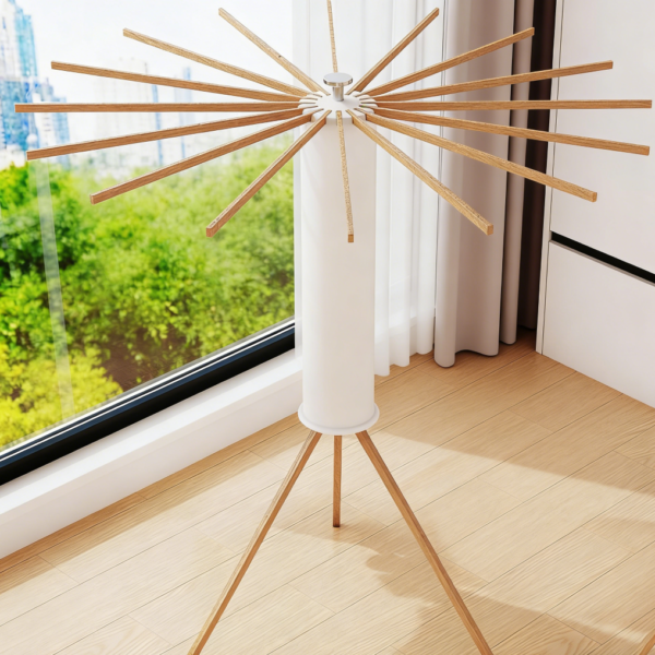 Collapsible Floor Standing Tripod Clothes Drying Rack with 16 Wooden Poles (set of three)