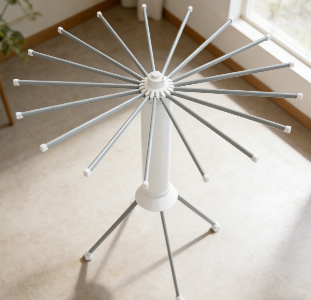 Floor Standing Foldable Tripod Clothes Drying Rack with Wheels (set of two)