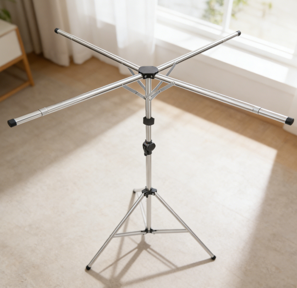 Height-Adjustable 4-Arm Folding Tripod Clothes Drying Rack (set of two) - Image 2