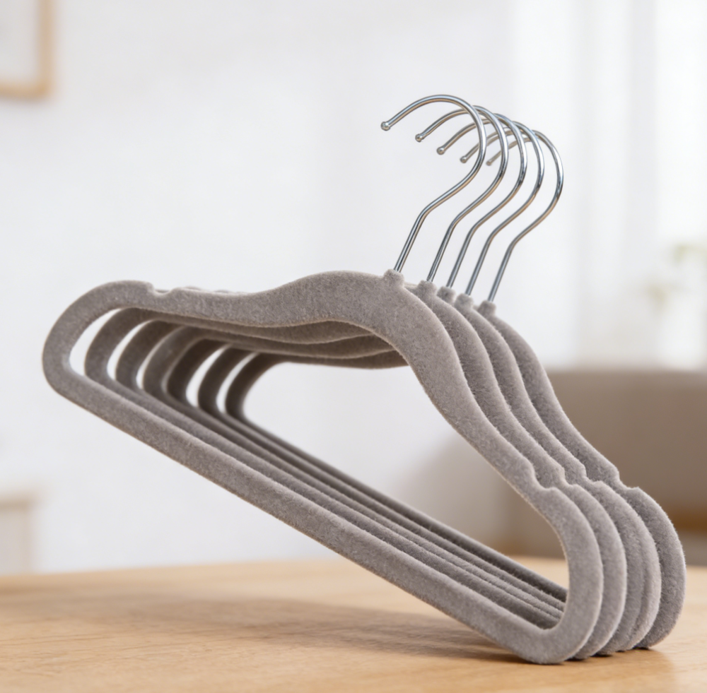 Children's Velvet Non-Slip Clothes Hangers with Shoulder Notches
