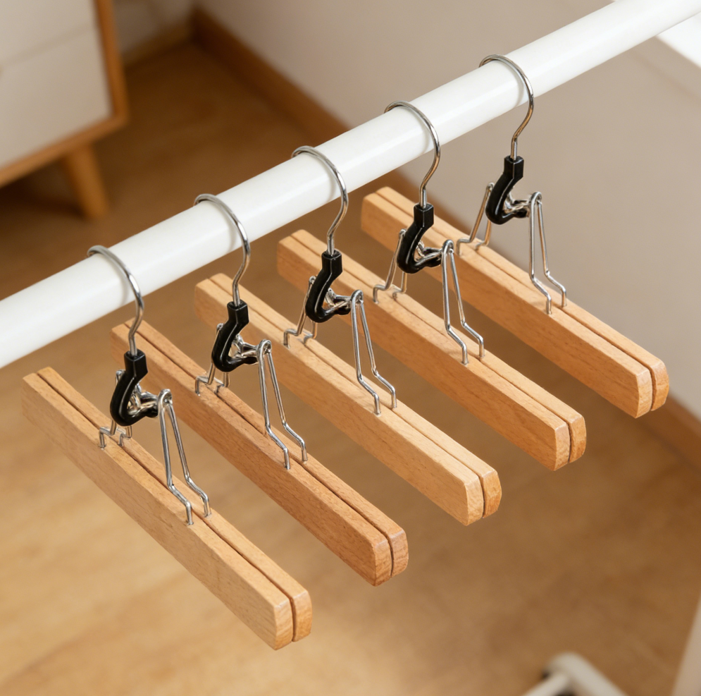 Sturdy Wooden Trouser and Clothes Hangers - Image 2