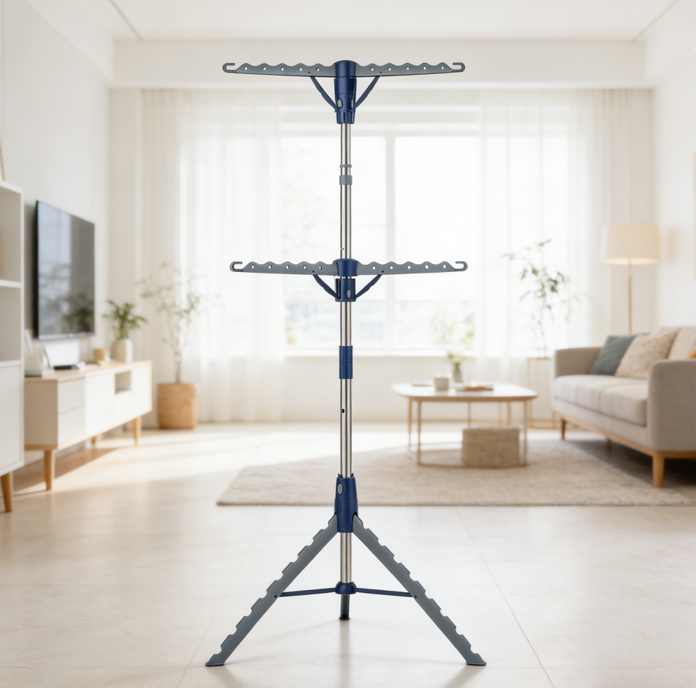 2-Tier Collapsible Tripod Clothes Drying Rack for Indoor and Outdoor Use (set of two) - Image 2