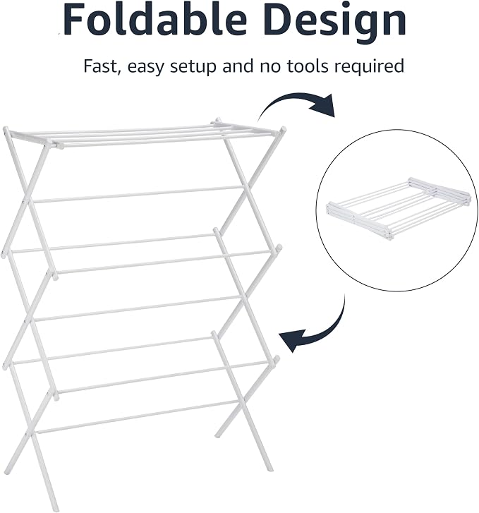 Foldable Clothes Drying Rack with Expandable Hanging Space - Image 2