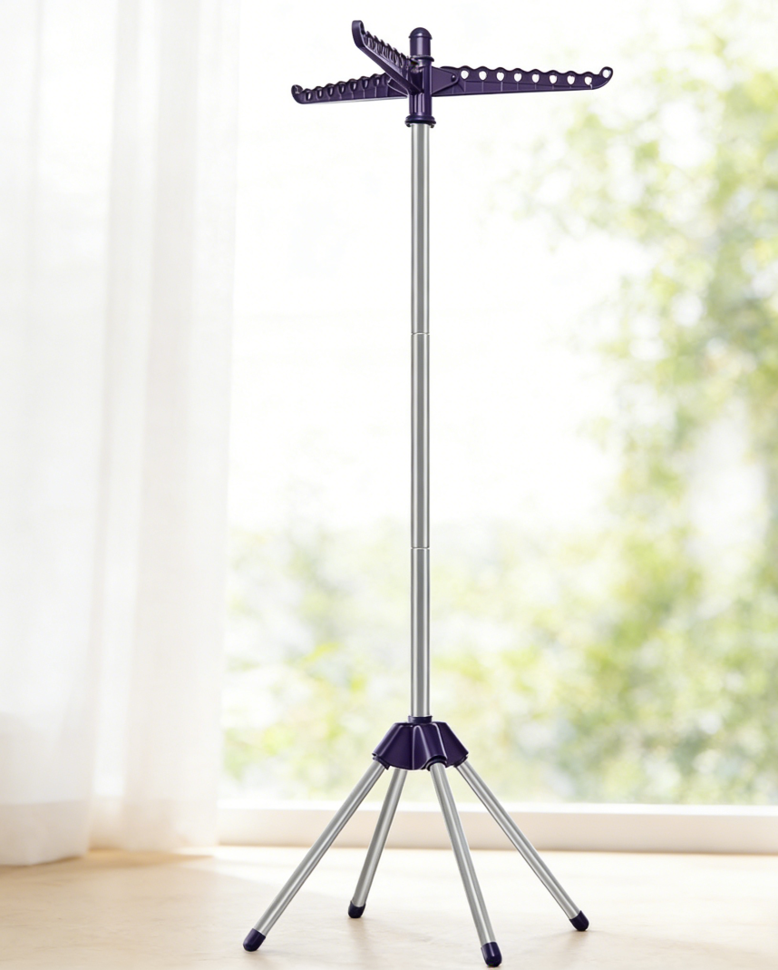 59-Inch Folding Tripod Clothes Drying Rack with Rotatable Arms (set of one)