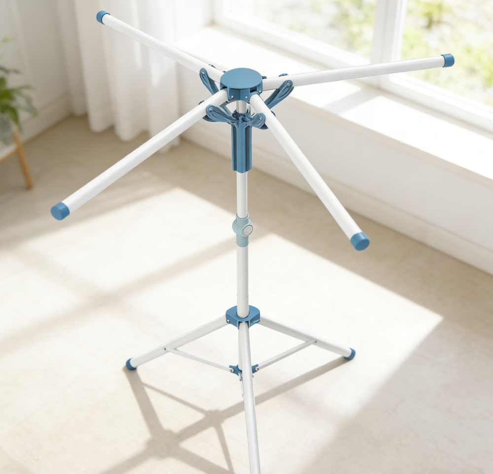 52-Inch Height-Adjustable Stainless Steel Tripod Clothes Drying Rack (set of one) - Image 2