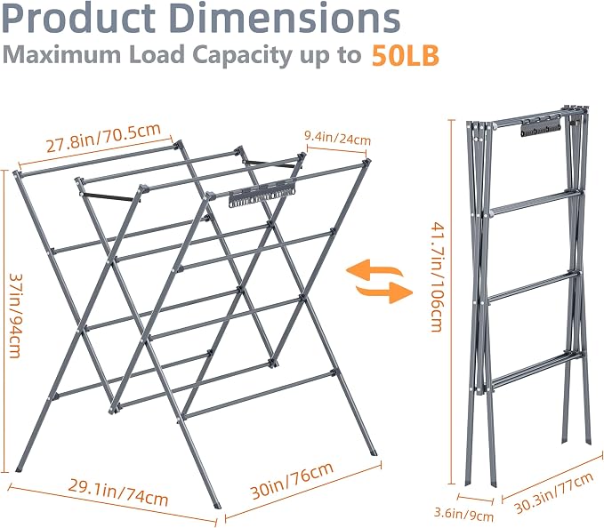 Rotatable Free Standing Foldable Clothes Drying Rack - Image 2