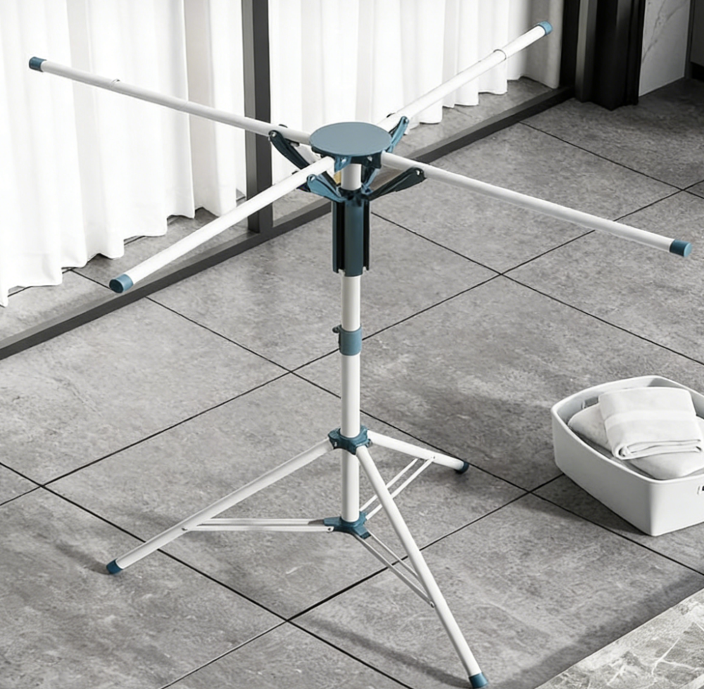 Portable Height-Adjustable Tripod Clothes Drying Rack with Clips (set of three)
