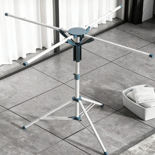 Portable Height-Adjustable Tripod Clothes Drying Rack with Clips (set of three)